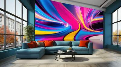 Colorful abstract design featuring vibrant swirls and fluid lines creating a dynamic, modern atmosphere suitable for creative projects. Wall mural