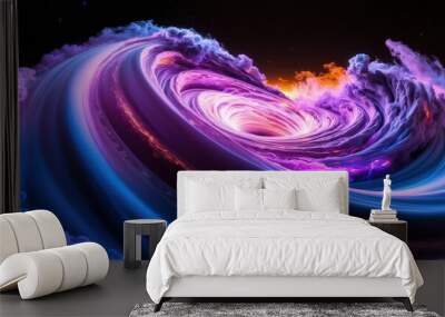 Vibrant cosmic swirl representing the universe, blending colorful nebulae in mesmerizing vortex. Perfect for sci-fi, astronomy, or artistic themes. Wall mural