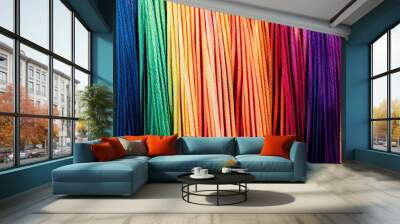 Colorful threads, connected diversity. Concept for companies or social media. Wall mural