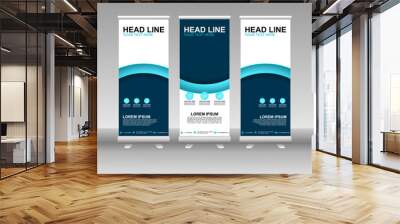 Blue Roll up banner stand. Vertical Vector template design. Modern Flag Banner Design with abstract background can be used for Annual Report, Cover, Flyer, Magazine, Presentation, Poster, Website Wall mural