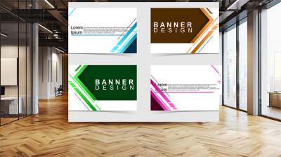 Set of abstract vector banners design. Collection of web banner template. modern template design for web, ads, flyer, poster with 4 different colors on grey background Wall mural