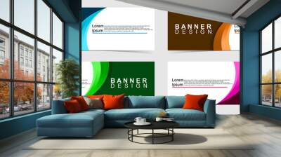 Set of abstract vector banners design. Collection of web banner template. modern template design for web, ads, flyer, poster with 4 different colors on grey background Wall mural