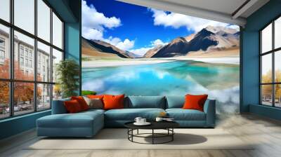 Magical mountain scenery with stream and skyline in harmony Wall mural