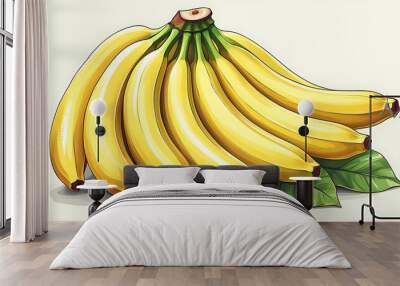 Simple hand-drawn banana illustration, healthy and nutritious Wall mural