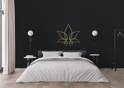 Luxury Cannabis line on Gold color logo Wall mural