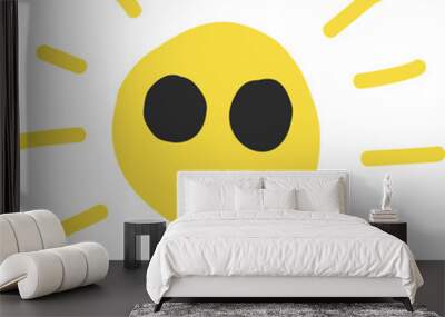 Blue sun object doodle, seasonal illustration vector Wall mural