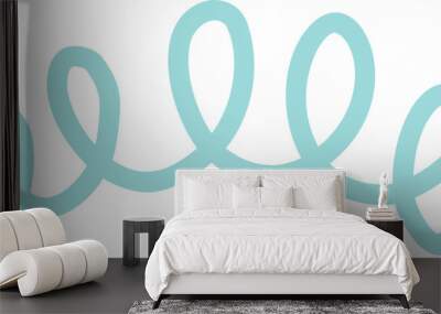 Cartoon vector blue swirl object, doodle brush element for decor Wall mural