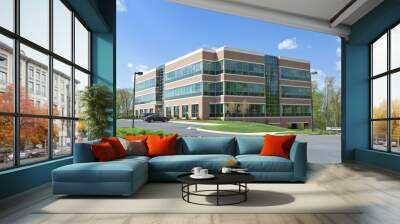 modern cube office building parking suburban md Wall mural