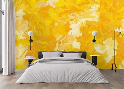 Abstract yellow texture with dynamic swirling patterns. Wall mural