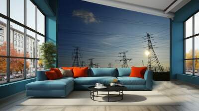 The power supply facilities of contour in the evening Wall mural