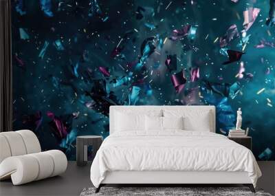 Celebration and colorful confetti party. Blur abstract background capturing the essence of celebration and joy. Ideal for depicting party atmosphere and jubilant moments. AI generative. Wall mural