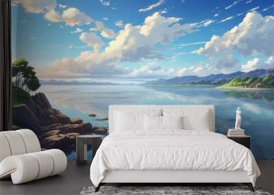 landscape with lake Wall mural