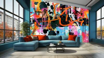 A bold mixture of shapes and vibrant colors creates a dynamic grunge abstract, perfect for wallpaper or background use, and a best-seller candidate Wall mural