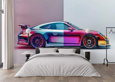 A vibrant holographic car display making an eye-catching wallpaper or background Wall mural