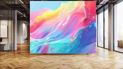 A vivid blend of pastel colors creates a dreamy liquid art scene, perfect as an abstract wallpaper and vibrant background Wall mural