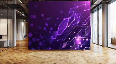 An abstract image of a purple digital background with hexagon patterns and light effects illustrating technology and futuristic concepts Wall mural