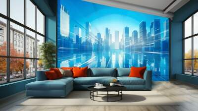 Dynamic futuristic cityscape, an abstract wallpaper or background concept, likely to become a best-seller Wall mural