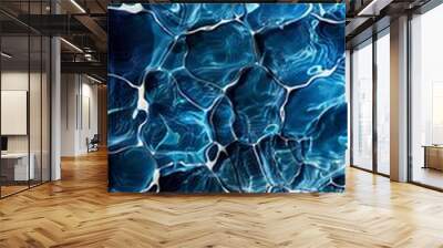 Intricate digital artwork suggesting movement of water with rich blue hues and white highlights Wall mural