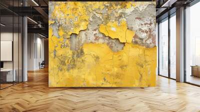 The abstract qualities of this peeling yellow paint texture serve as a grungy wallpaper or background, perfect for adding a rustic feel Wall mural