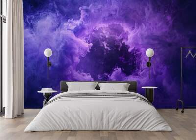 This image captures the abstract beauty of swirling purple smoke with light effects, ideal for a wallpaper or background Wall mural