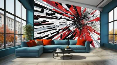 This image depicts an explosive red and black abstract, ideal for a dramatic wallpaper or background Wall mural