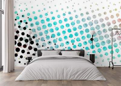 halftone dots in a grunge street art style with shades of black blue and pink on a white backdrop -  Wall mural