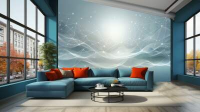 Sleek Modern Designer Background with Fading Geometric Lines and Dots on Gradient Wall mural