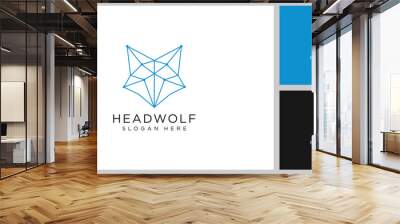 head wolf logo vector and line style Wall mural