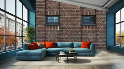 dark brick wall with 2 windows Wall mural