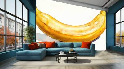 A vibrant, ripe banana showcasing its bright yellow skin and unique shape, perfect for food-related projects and designs. Wall mural