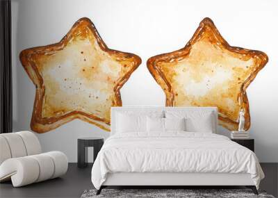 Two golden-brown star-shaped pastries, highlighting their crispy edges and light texture. Wall mural