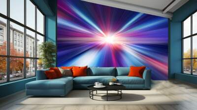 Blur blue color fast speed motion effect abstract for advertising background Wall mural