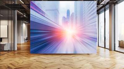 Blur high speed business forward with large capital office building background Wall mural