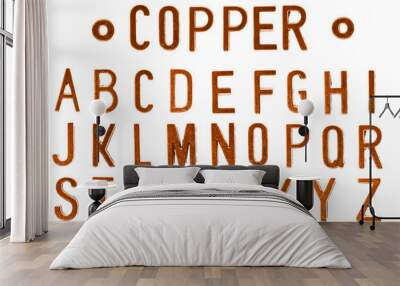 Copper letter or red gold retro industry style font face or font type letter A to Z Wall mural