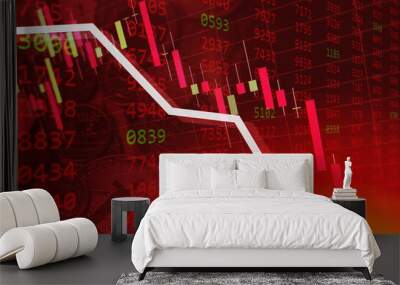 economic crisis stock chart falling down business global money bankruptcy concept Wall mural