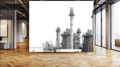 Petroleum oil gas fuel refinery, Petrochemical industrial building industry energy isolated on white background Wall mural