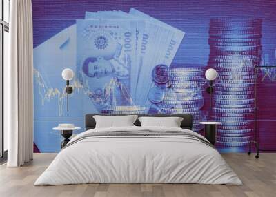 Thai Bath money currency rates exchange and business financial concept Wall mural