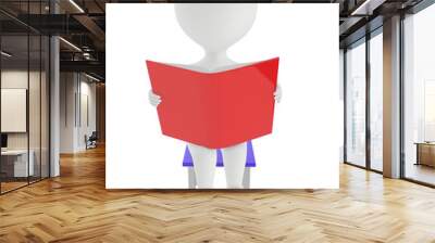 3d character reading white paper white sitting on a chair Wall mural