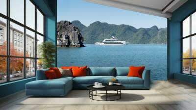 Ha Long Bay, Quang Ninh Province, Vietnam - Cruise Boats on Halong Bay at summer. The magnificent scenery of Halong Bay. North Vietnam. Wall mural