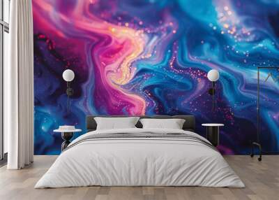 A vibrant texture with swirling blue patterns creates a dynamic and artistic backdrop, perfect for illustrations and adding color to any design project. Wall mural