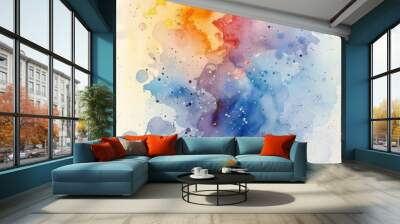 A vibrant splash of watercolor paint forms an abstract design, with splatters and grunge textures blending seamlessly in this creative and dynamic vector illustration. Wall mural