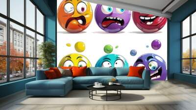 emoticon set showcasing a range of expressions, from happy to angry, ideal for illustrating moods in digital communications and vector designs Wall mural