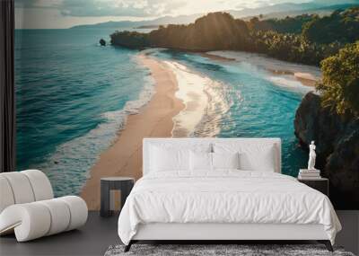 Tropical beach landscape in sunny summer day. Turquoise waters. 300 dpi Wall mural