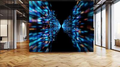 3D Futuristic abstract background. Motion graphic for abstract data center, server, internet, speed.  Wall mural