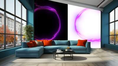 Abstract purple ring of light with plasma effect on a black and transparent PNG background, isolated image, easy to edit and can be used for various purposes. Wall mural