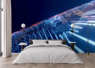 blue technology background with copy space. abstract data center, server, internet, speed. futuristi Wall mural