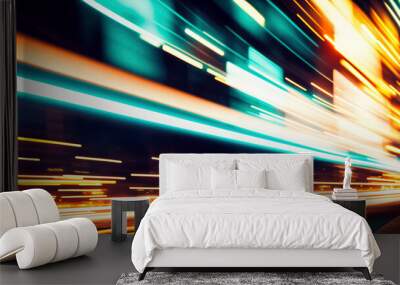 geometric shapes and lines create a dynamic web of connectivity in an abstract urban landscape. Experience the energy of modern transportation and communication. Generative AI. Wall mural