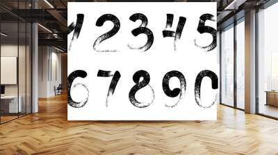 Calligraphic paint numbers. Brush lettering. Wall mural