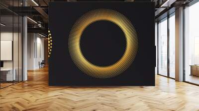 Gold Halftone round frame. Golden luxury Halftone circle logo. Wall mural