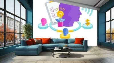 People infographics pictogram. Seven 7 PS marketing mix Wall mural